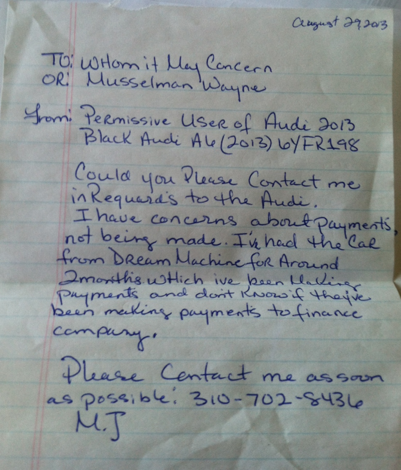 The person that has my car is Mark Jones out of LA. when I contacted him, he tried to scam me out of the car again, and went into hiding