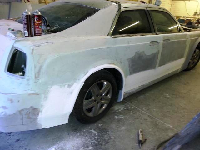 Body work being on the Chrysler 300 Phantom at AZONE Motorsports