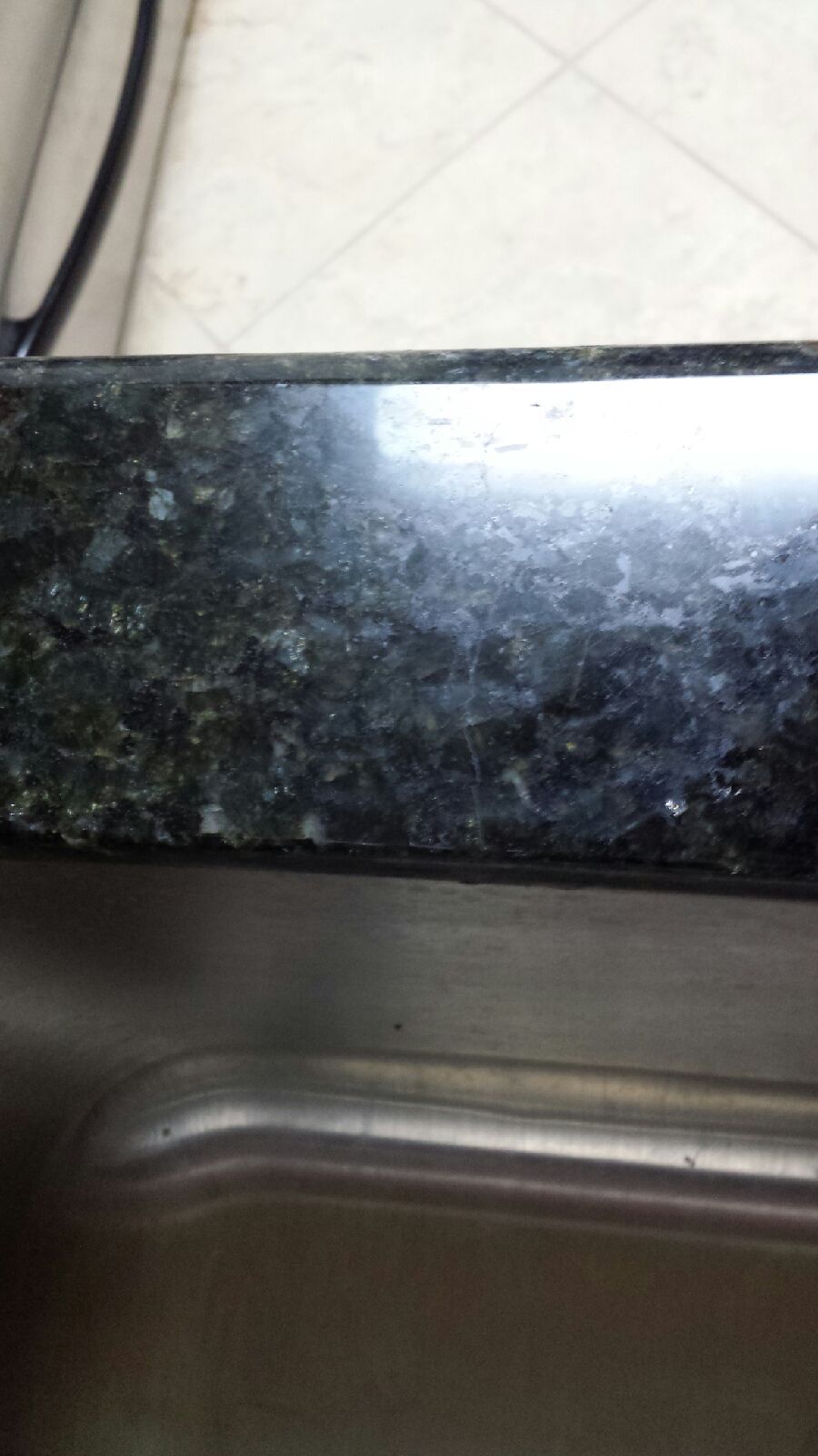 repaired crack near sink