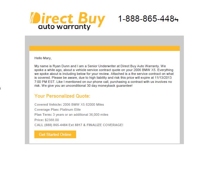 this is the email from Direct Buy about the warranty