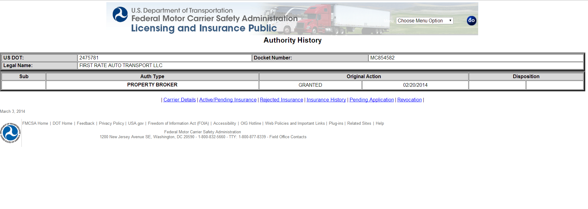 FMCSA Date Active Proof