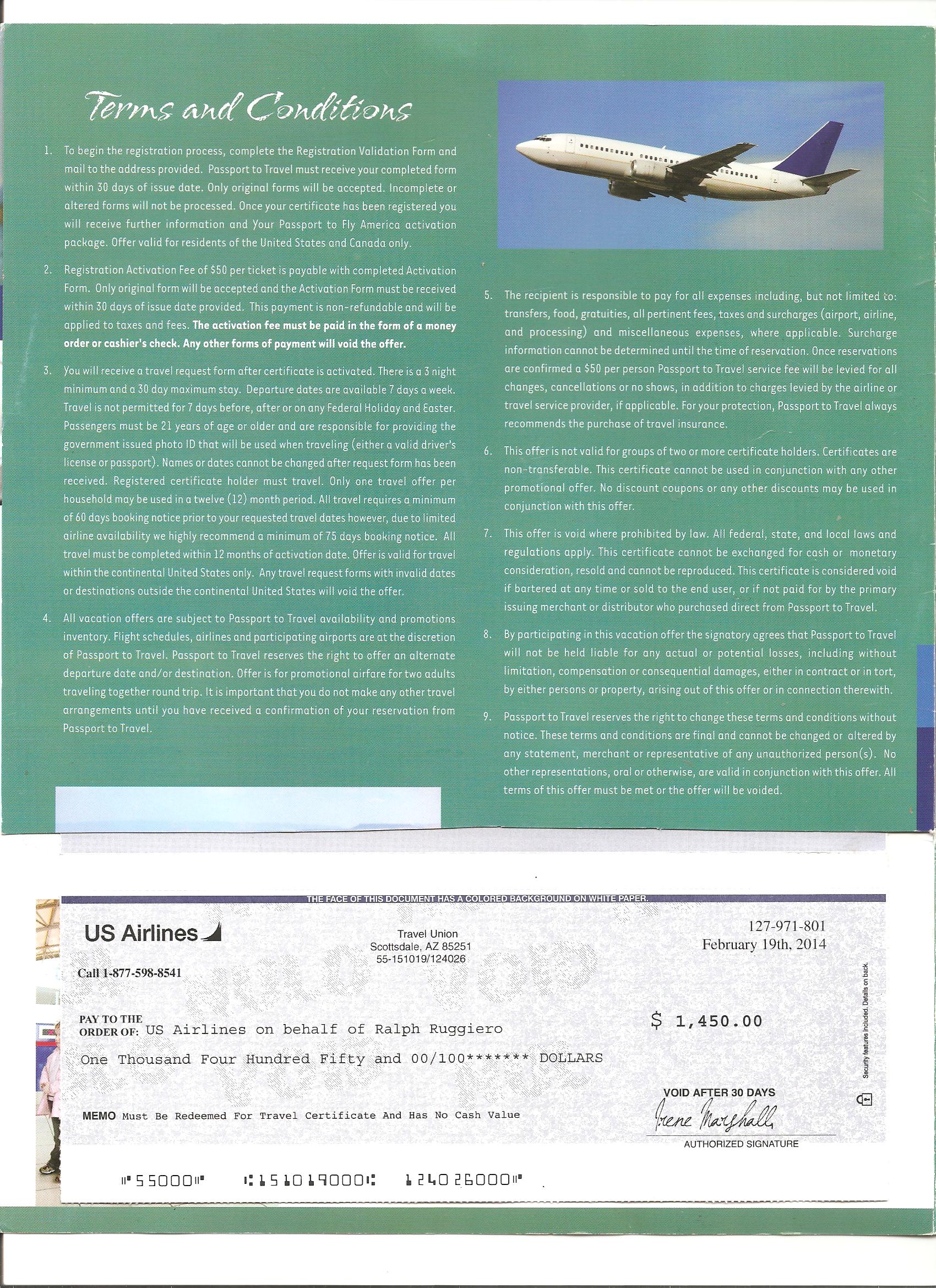 The Brochure "small print" with a copy of the Global Travel Invitation on the bottom