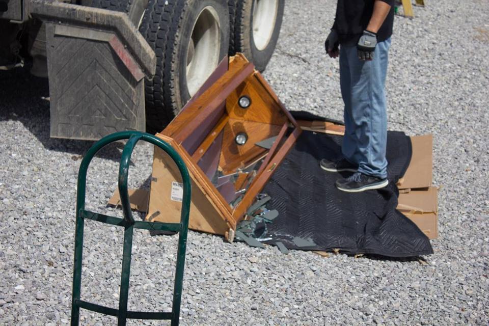 Smashed curio cabinet