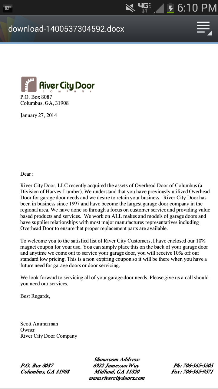 Copy of the Homeowner Letter