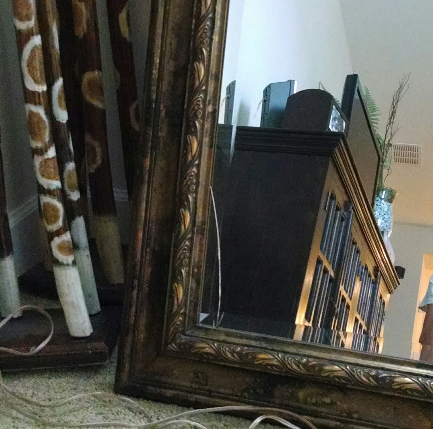 Broken framed mirror
