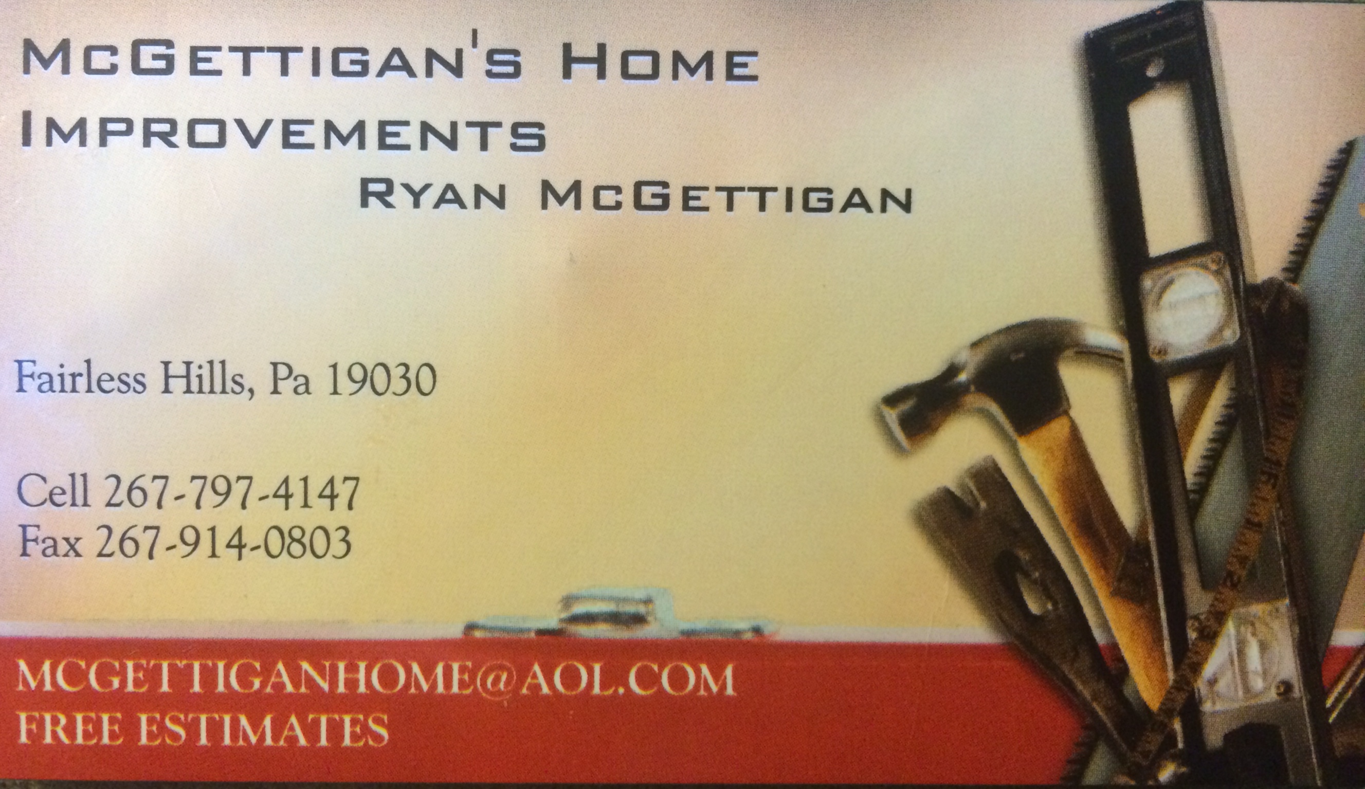 McGettigan Home Improvements Business Card