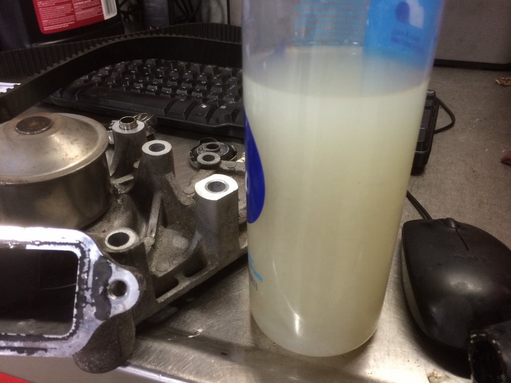 sample of radiator contaminated fluid.