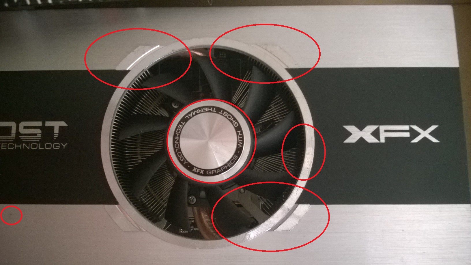 Damaged XFX Graphics Card I received as a replacement.