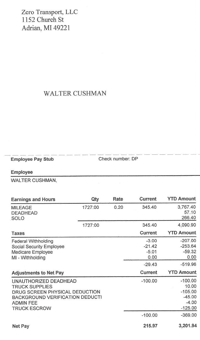 FINAL PAY STUB FOR 6 WEEKS