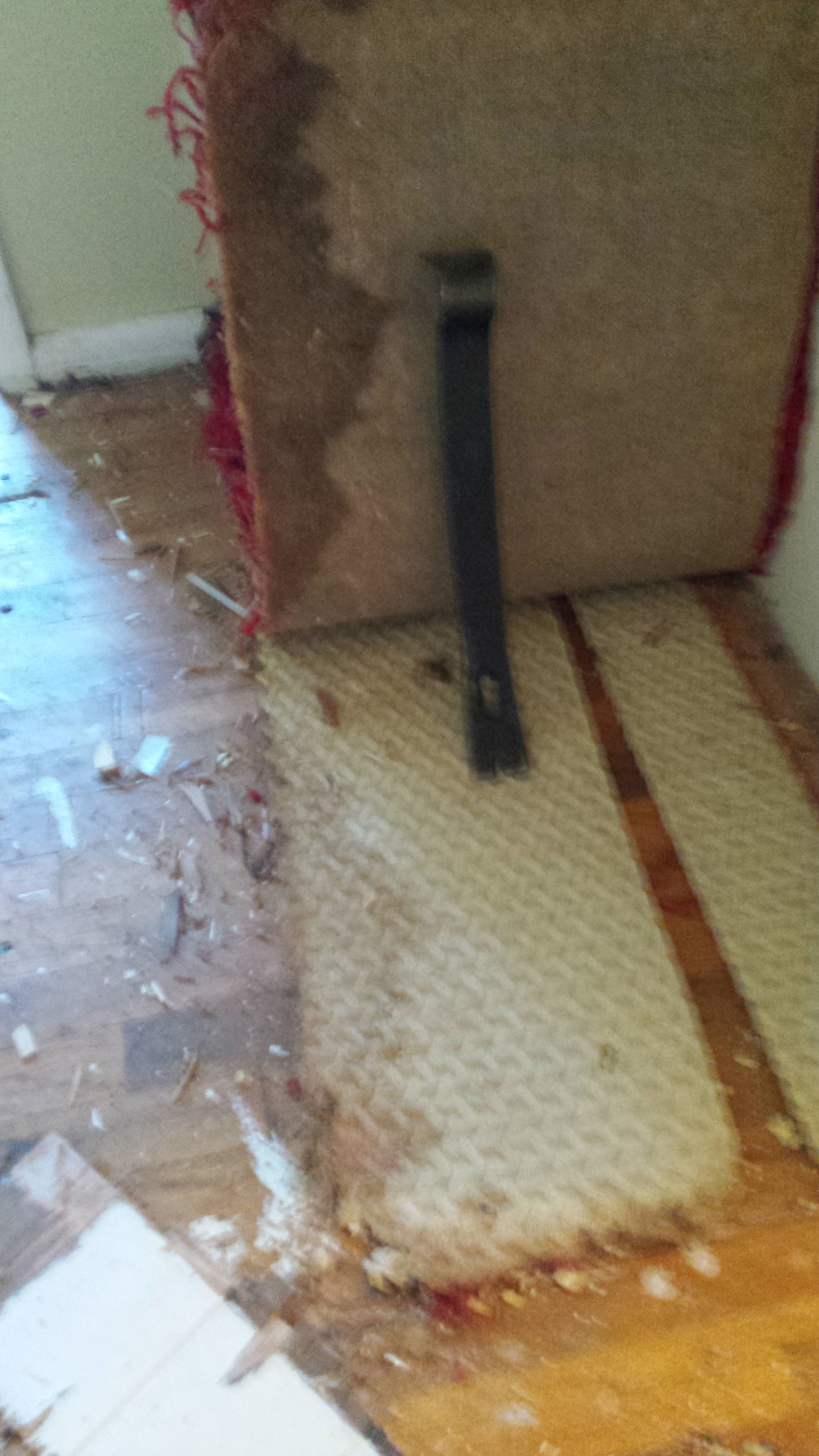 Urine soaked carpet under cabinet