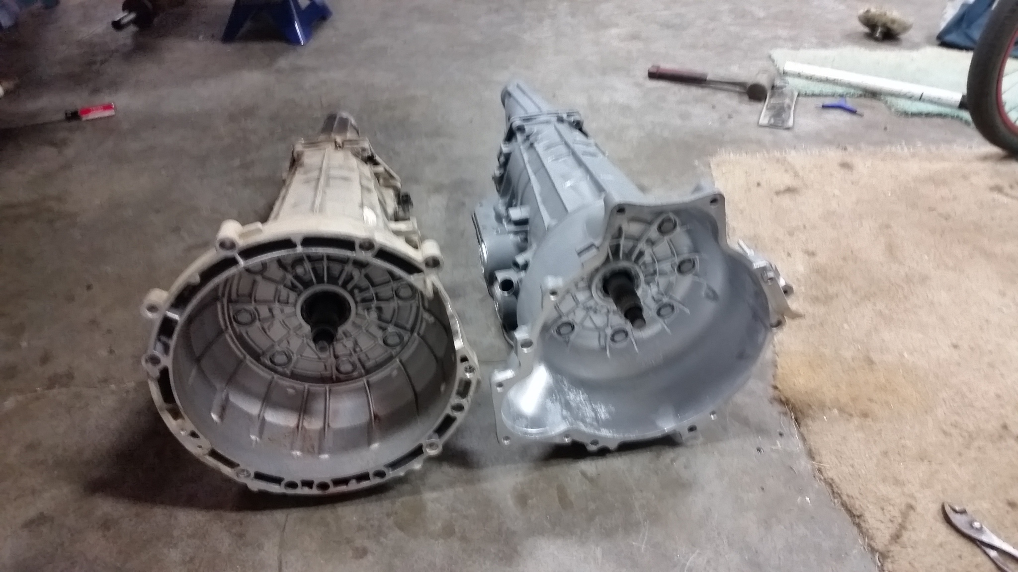 Left is my tranmission, right is the transmission this company sent. 
Clearly, the bell housing is the wrong type. 