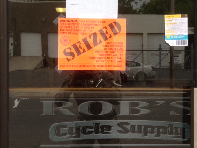 Photo of State's Seizure of Rob's Cycle Supply. Conveniently on the day I was called and told to come get my refund.