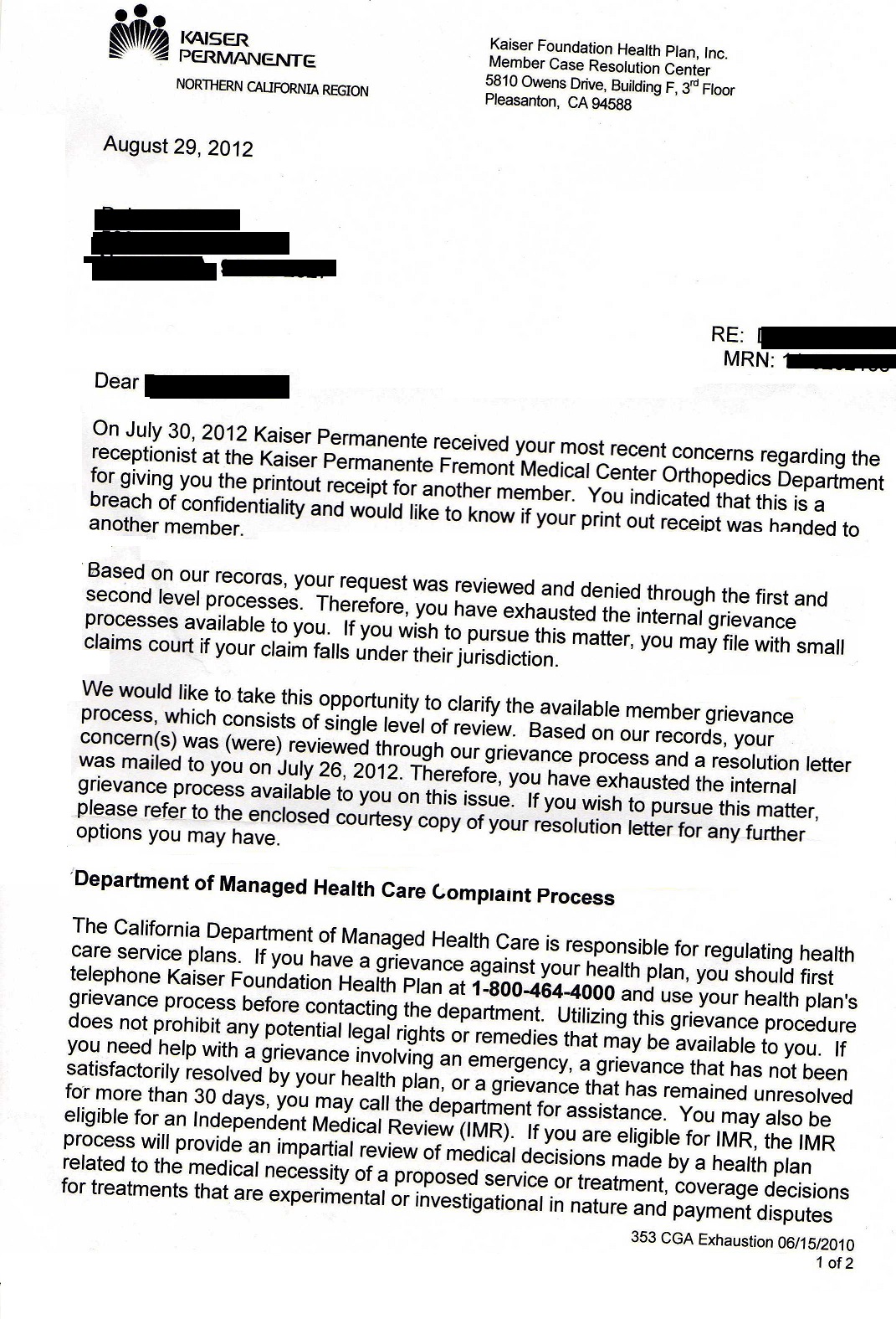 Letter dated August 29, 2012 More lies
