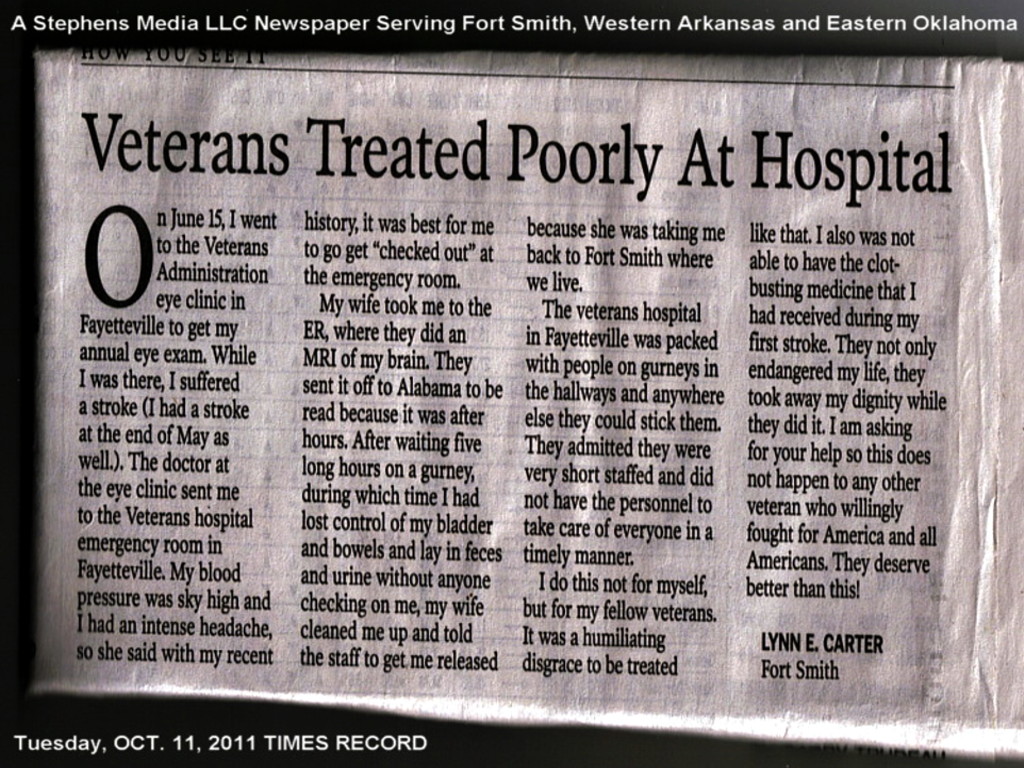 U.S. Congressman Steve Womack of Arkansas District Three https://womack.house.gov/ refuses his fellow U.S. Veteran an investigation into June 15, 2001 VA hospital abuse. Womack tells the Veteran he wo