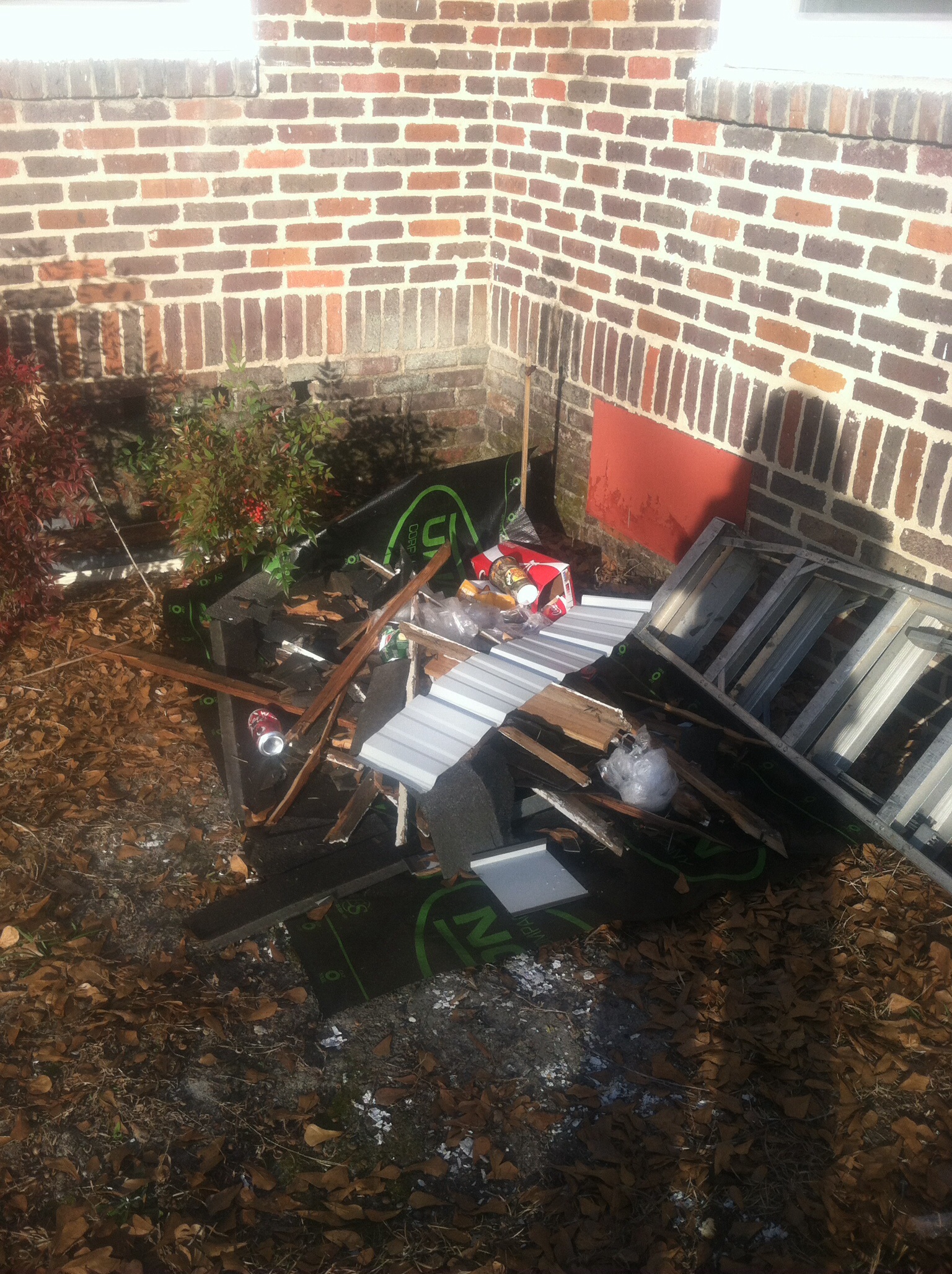 Trash left in front of my house notice the lunch bags and soda cans not just construction debris