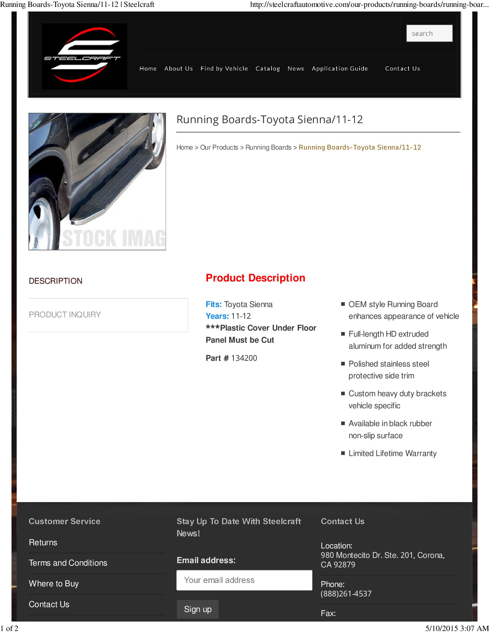 Running Boards From SteelCraft, The manufacturer Stating that They Fit 2011 and 2012 Models