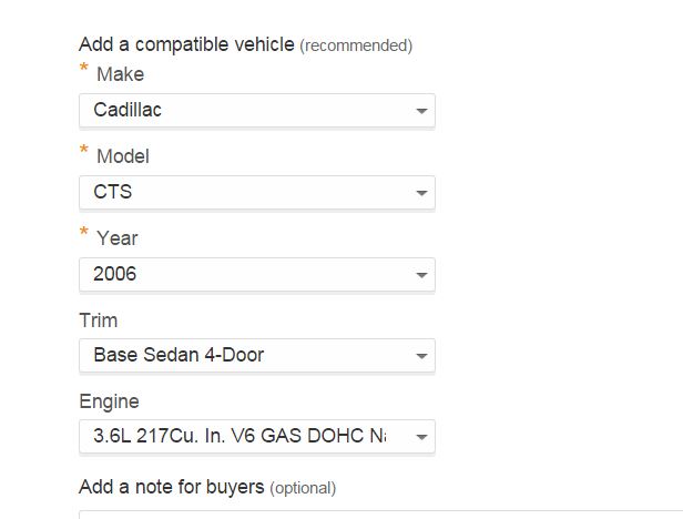 Proof Ebay Had An Option to List Item For Base Model (Not an CTS)