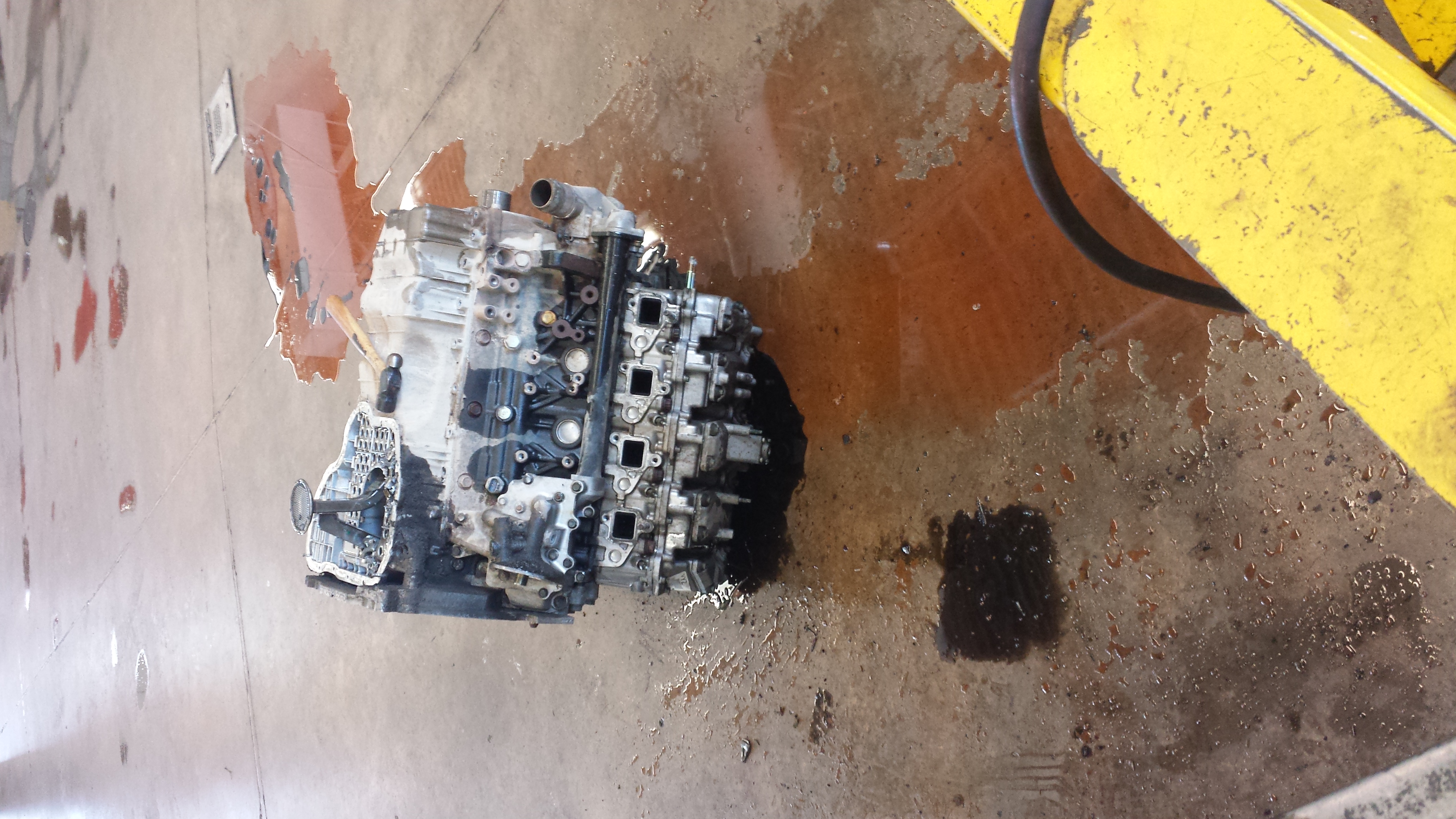 My engine on the floor at chevy dealer.