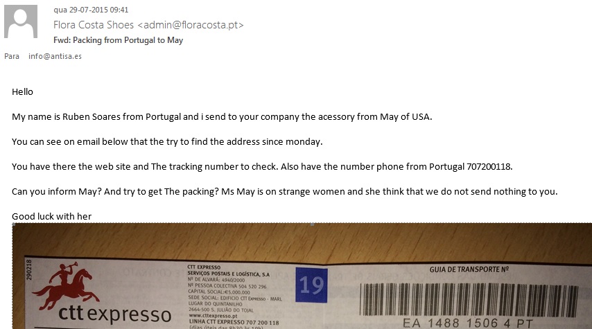 Email to spain to confirm