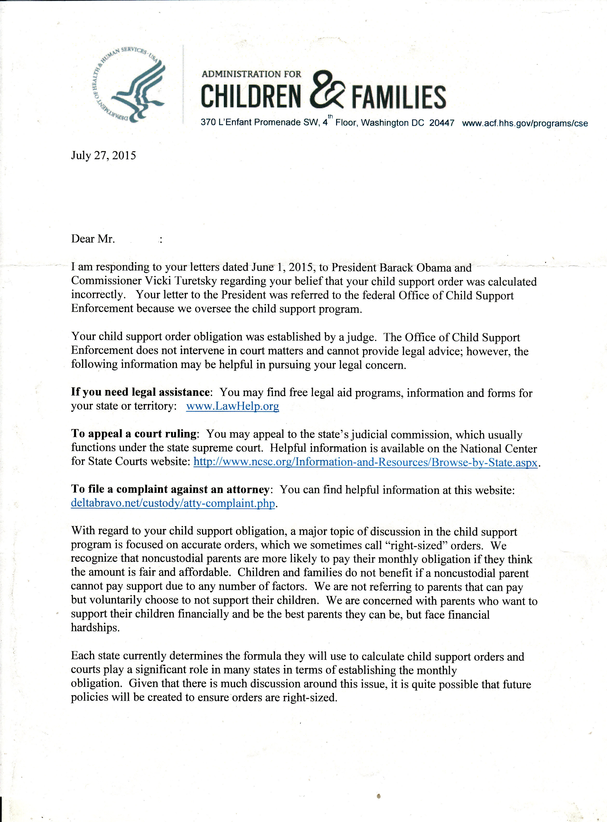 Reply Letter From President Barack Obama and Vicki Turetsky