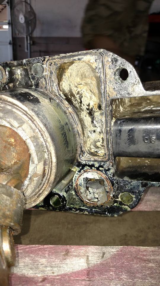 The mechanic found water in this outdrive from leaking seals and o-rings