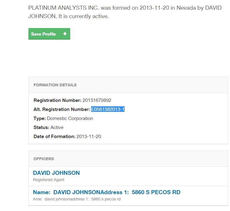 DAVID JOHNSON REGISTERED AGENT.... I wonder if he is the same DAVID JOHNSON I see under MANY rip off reports?