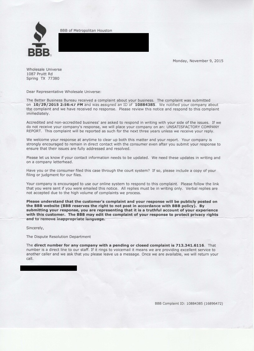 BBB Complaint Review 1/2