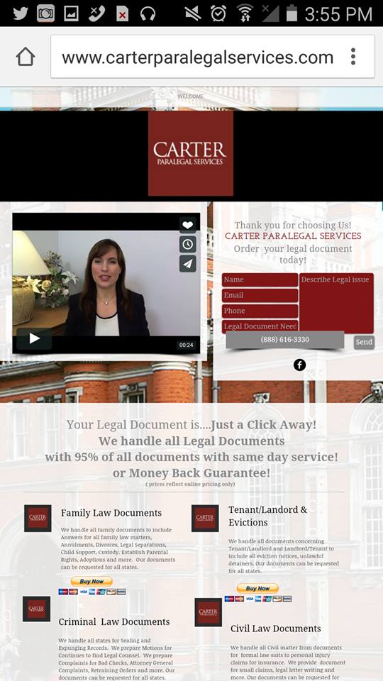 Carter Paralegal Services website