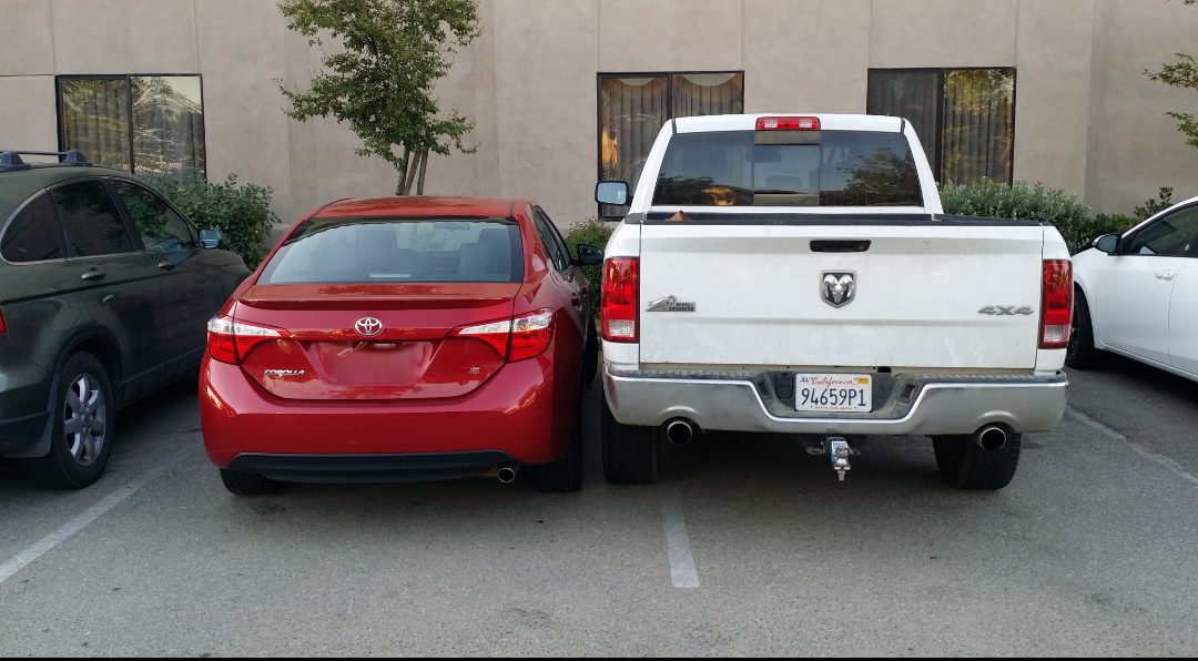 White truck parked inside my parking spot and scratch my new car