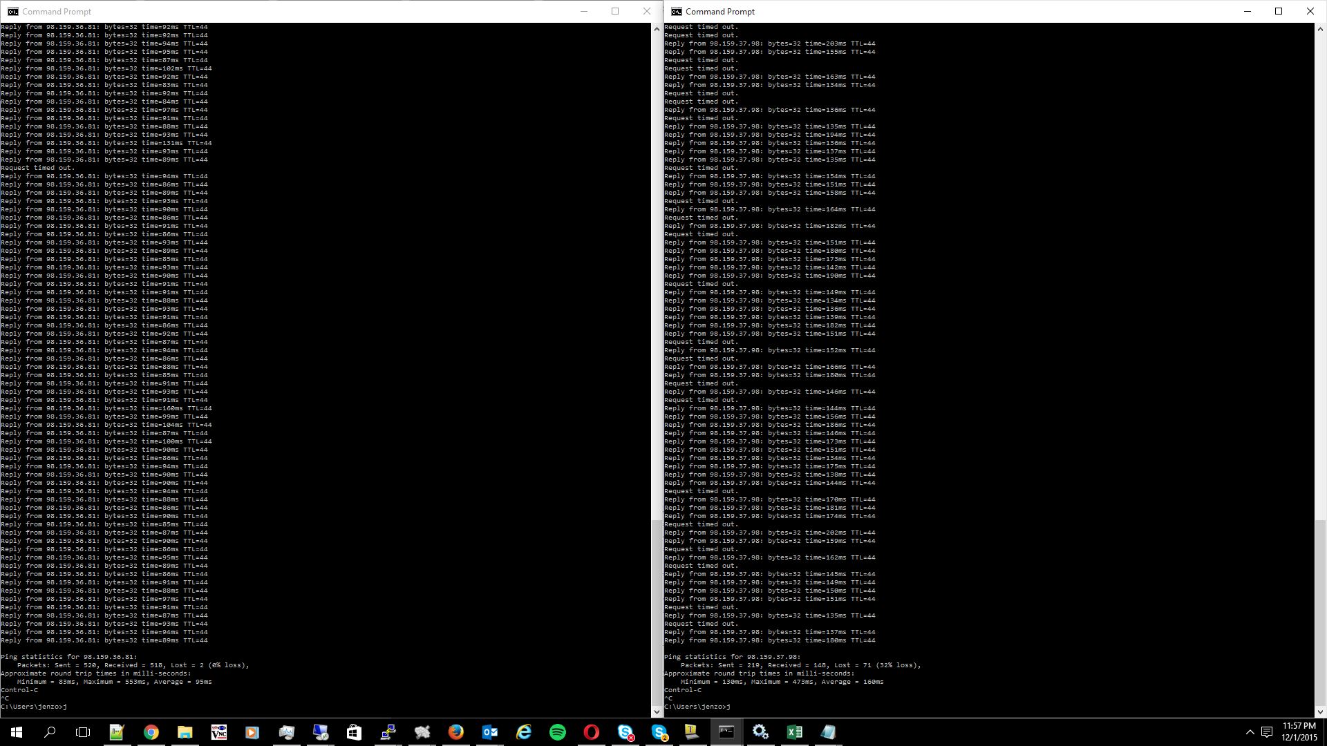 ping test to their webserver and subsequent ticket response. 

"Can't replicate your problem, again. We've gone through this already. "