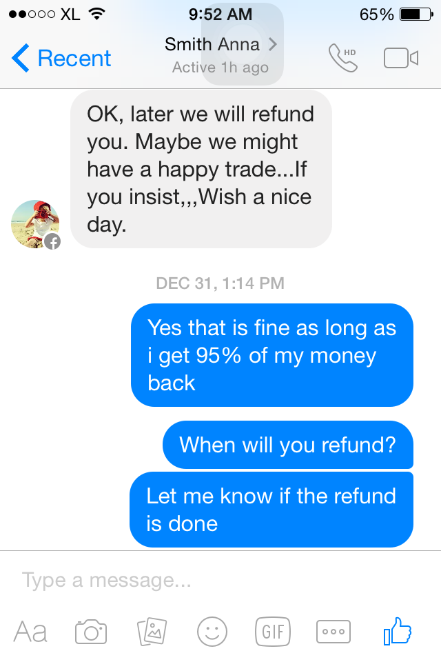 they reply said want to give a refund