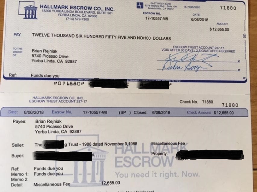 Final payment from harassing neighbor