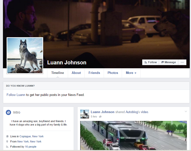 Luann's facebook profile