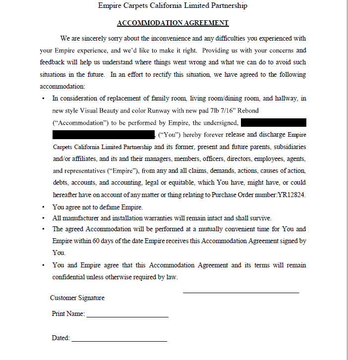 this is the final "Accomodation Agreement"