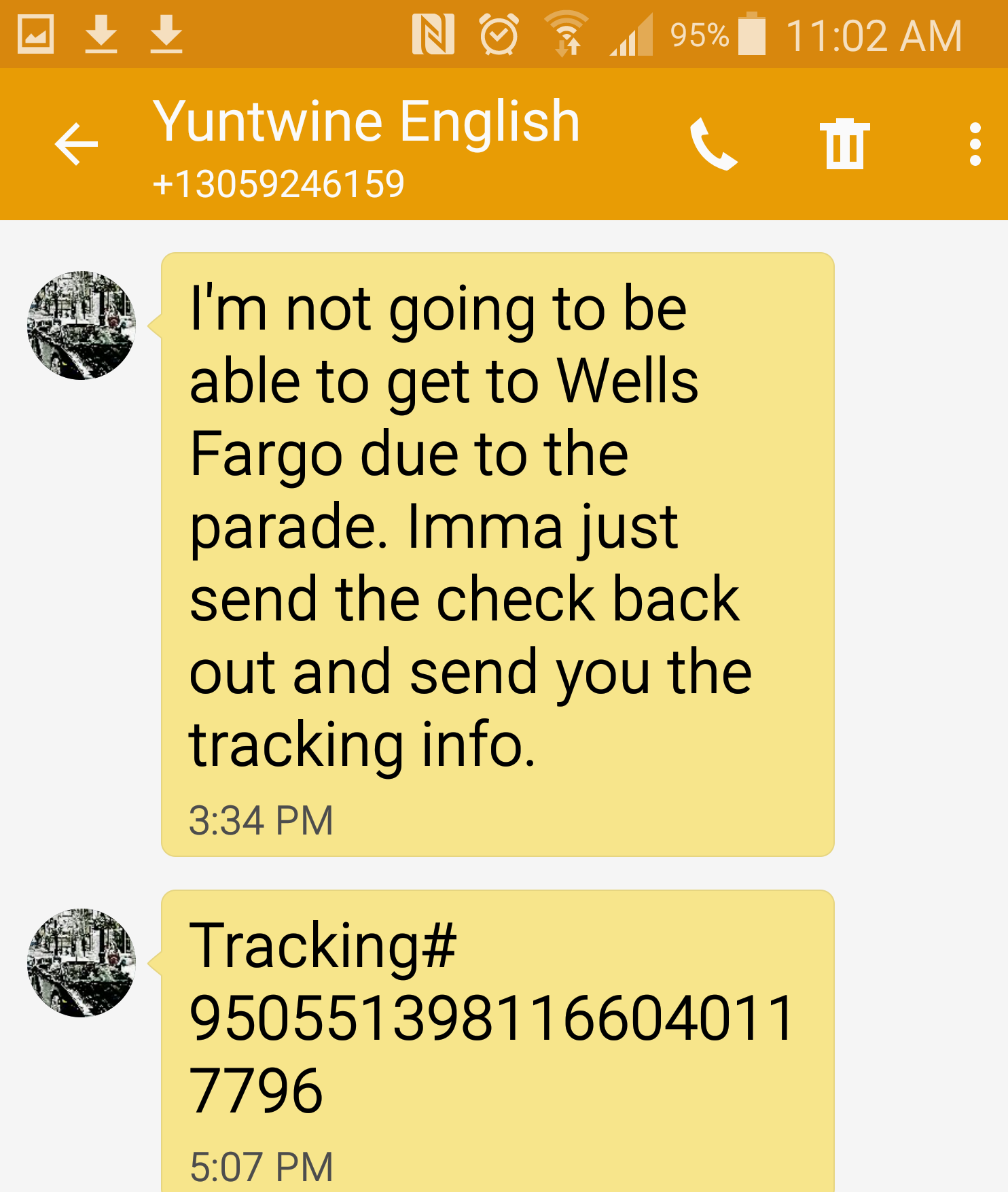 yuntwine stated he'd send money back after we found out he was a fraud