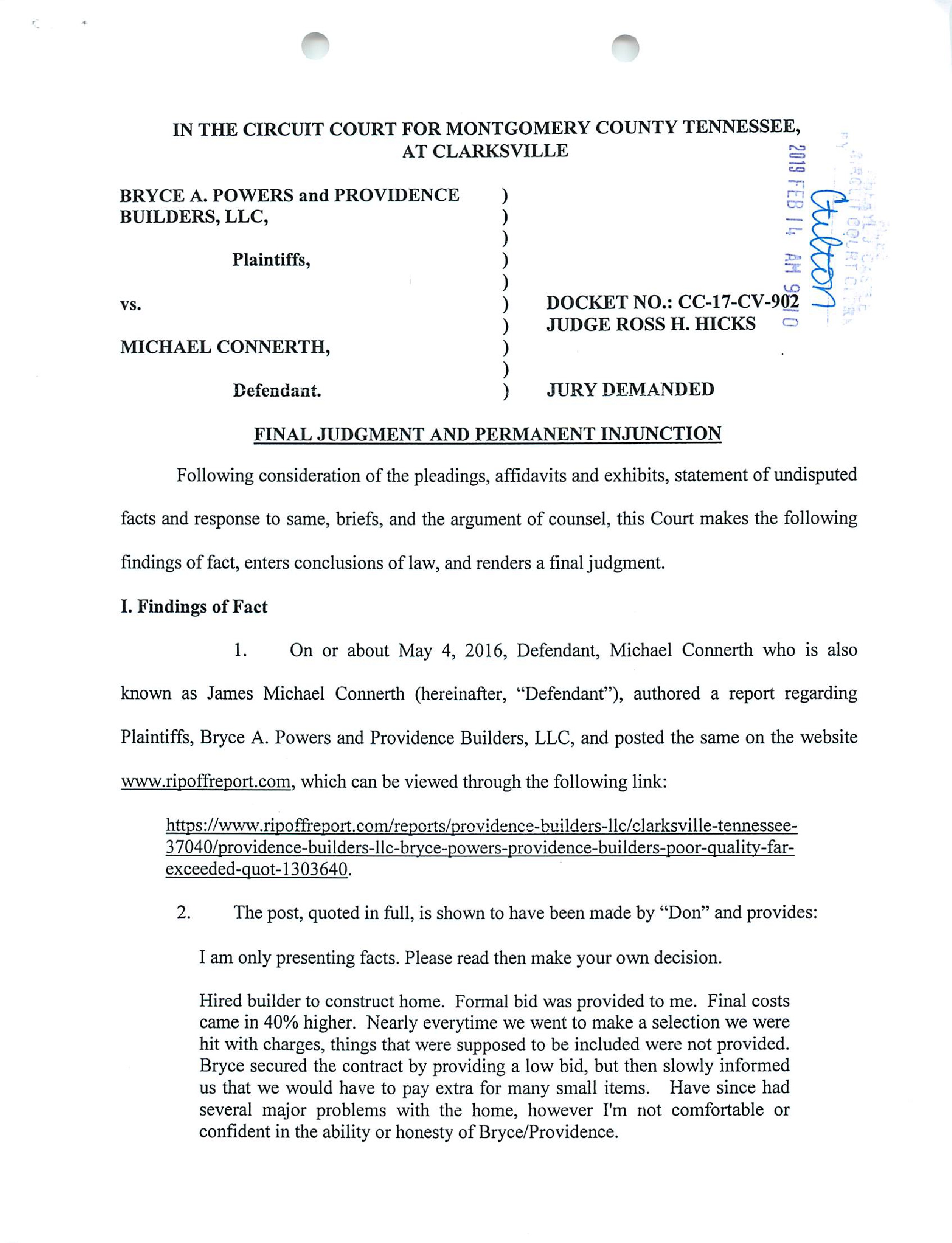 Final Judgment and Permanent Injunction pg. 1