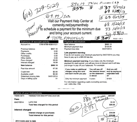 Commenity Capitol Bank financed American Laser Skincare package. Statement attached reflects how many times I submitted paperwork showing how many treatments I received in package of 12 treatments.  M