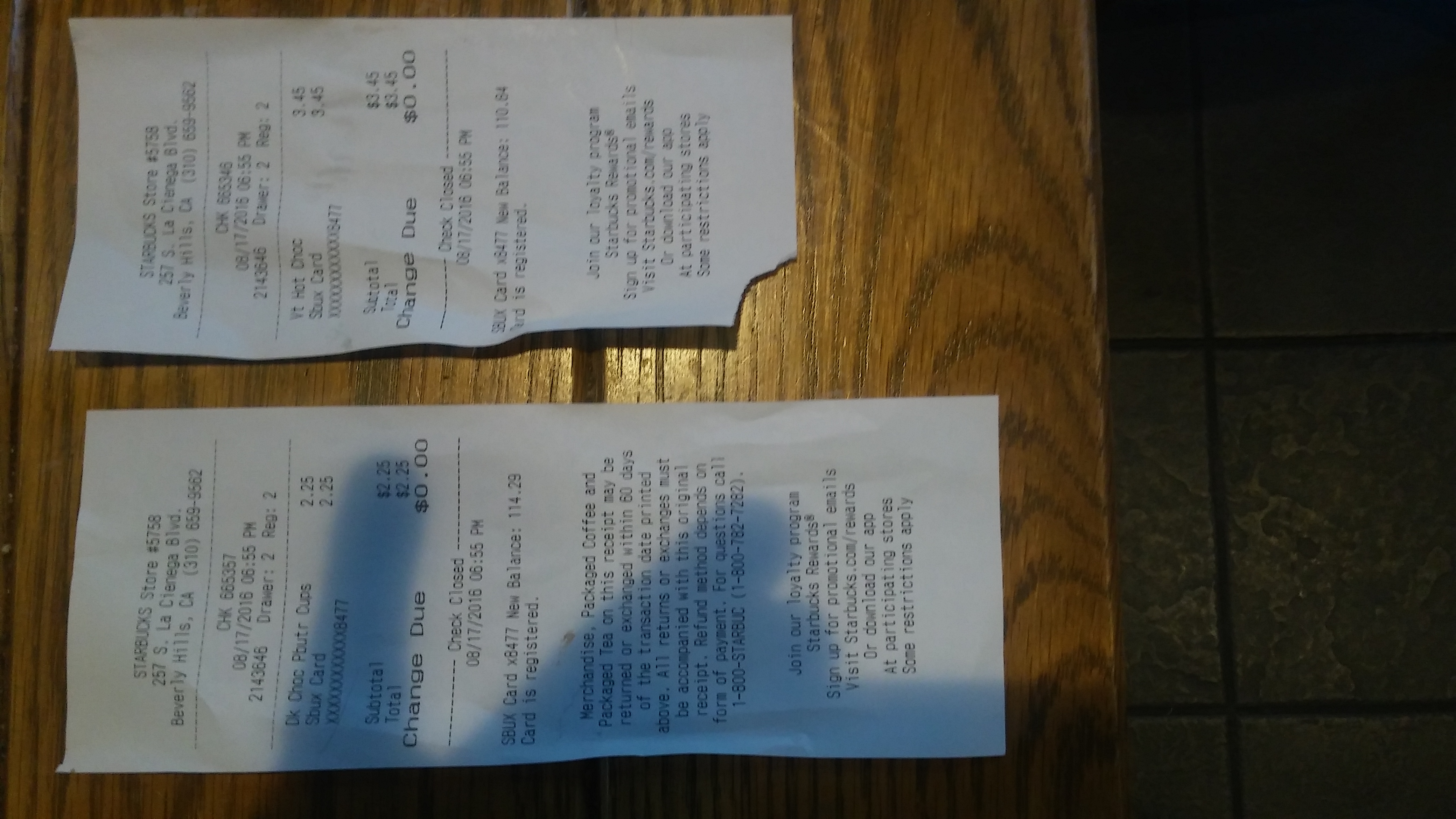 Proof Of My Two Receipts Just To Prove That I Was A Legitimate Customer!