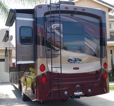 Back of RV in driveway