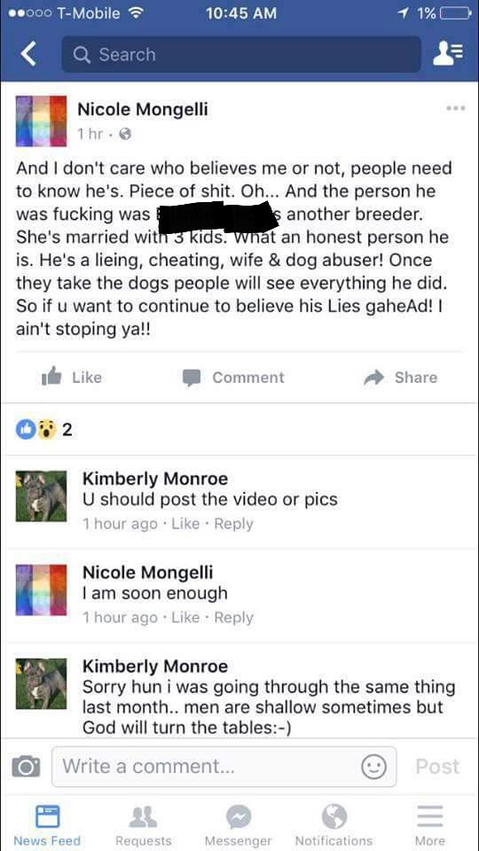 Post from Wife Calling him Dog Abuser