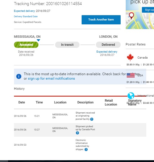 Tracking showing it was never in the US.
If it was, it would say the date and time it went through customs...