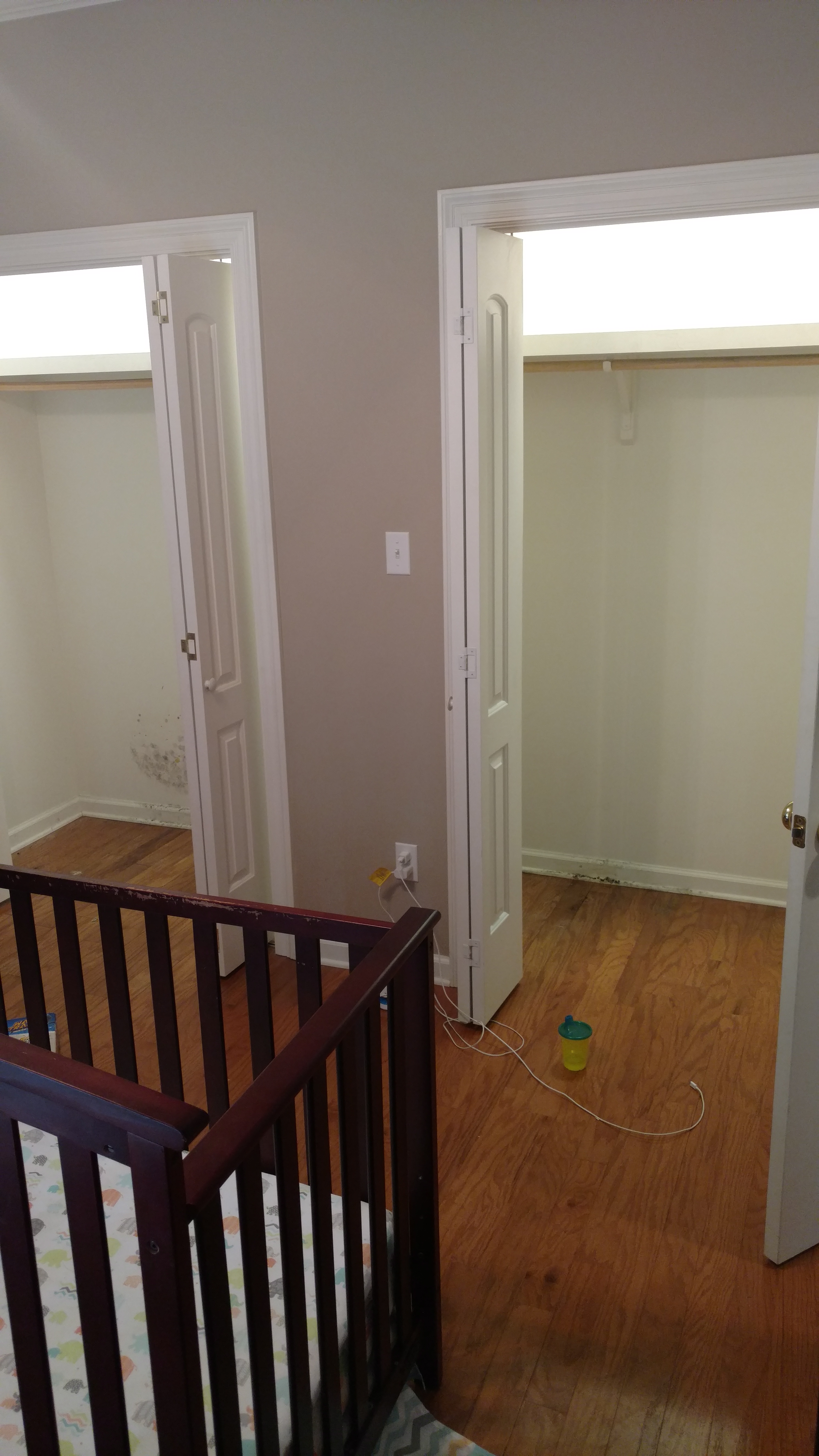 Child's room. Mold on wall in closet.