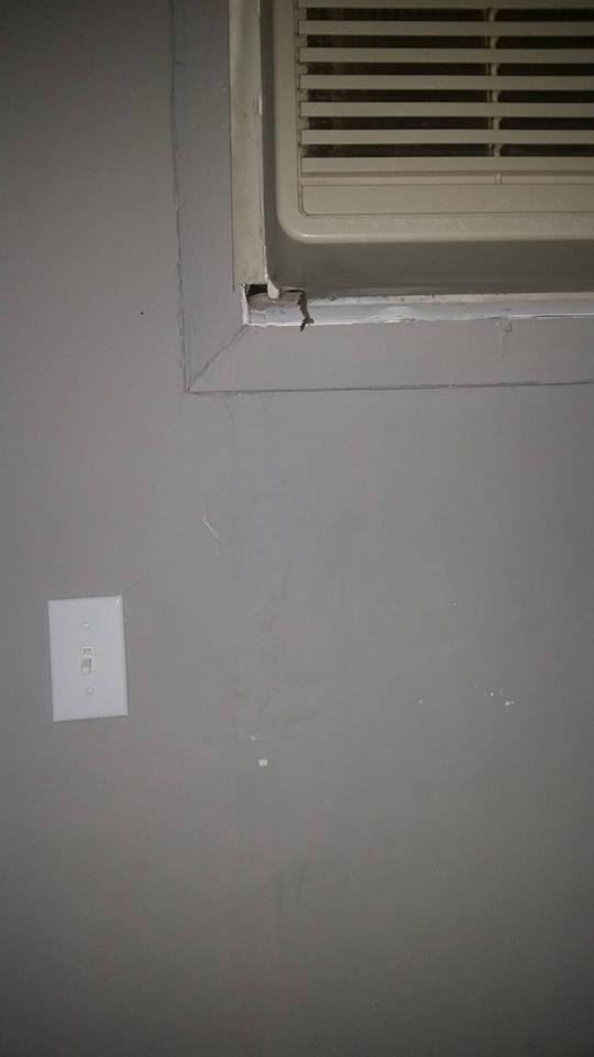 filthy ac and patched wall that was there when I moved in

