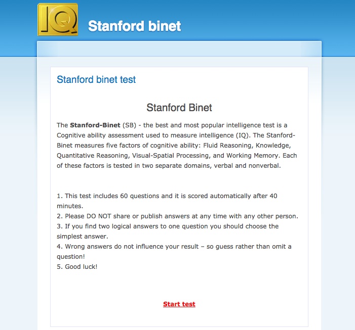 IQ Stanford Binet Test