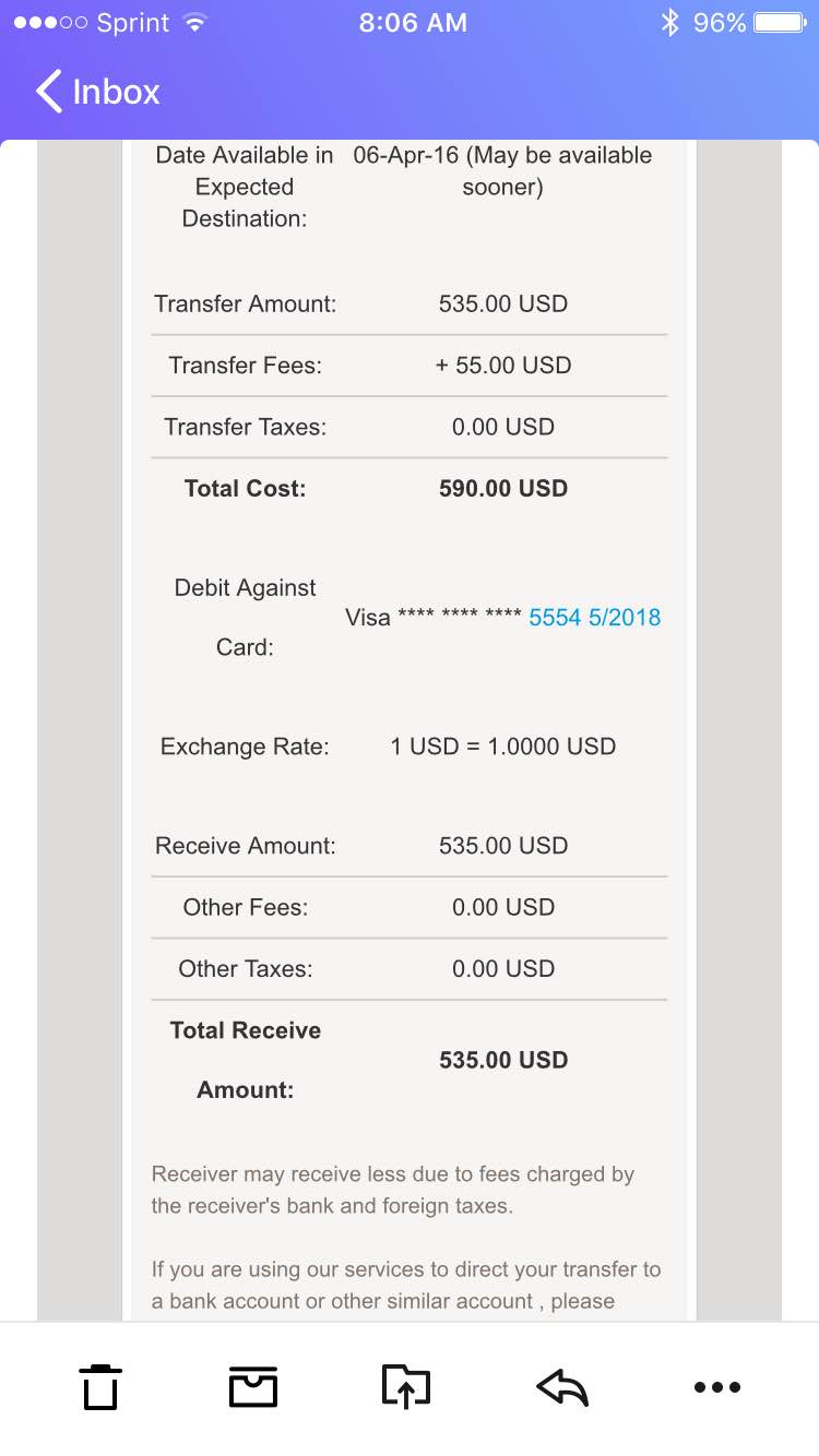 Proof of Moneygram transfer picture #2