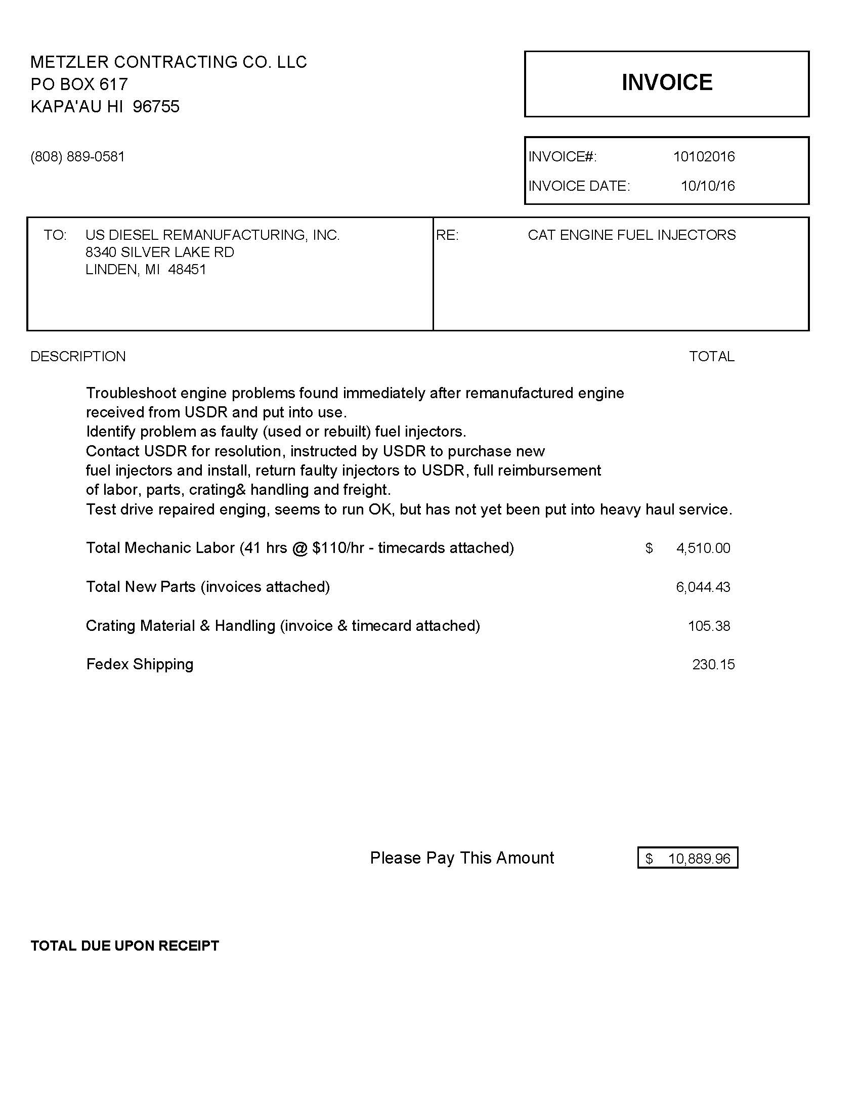 We sent USD 16 pages of supporting documentation.