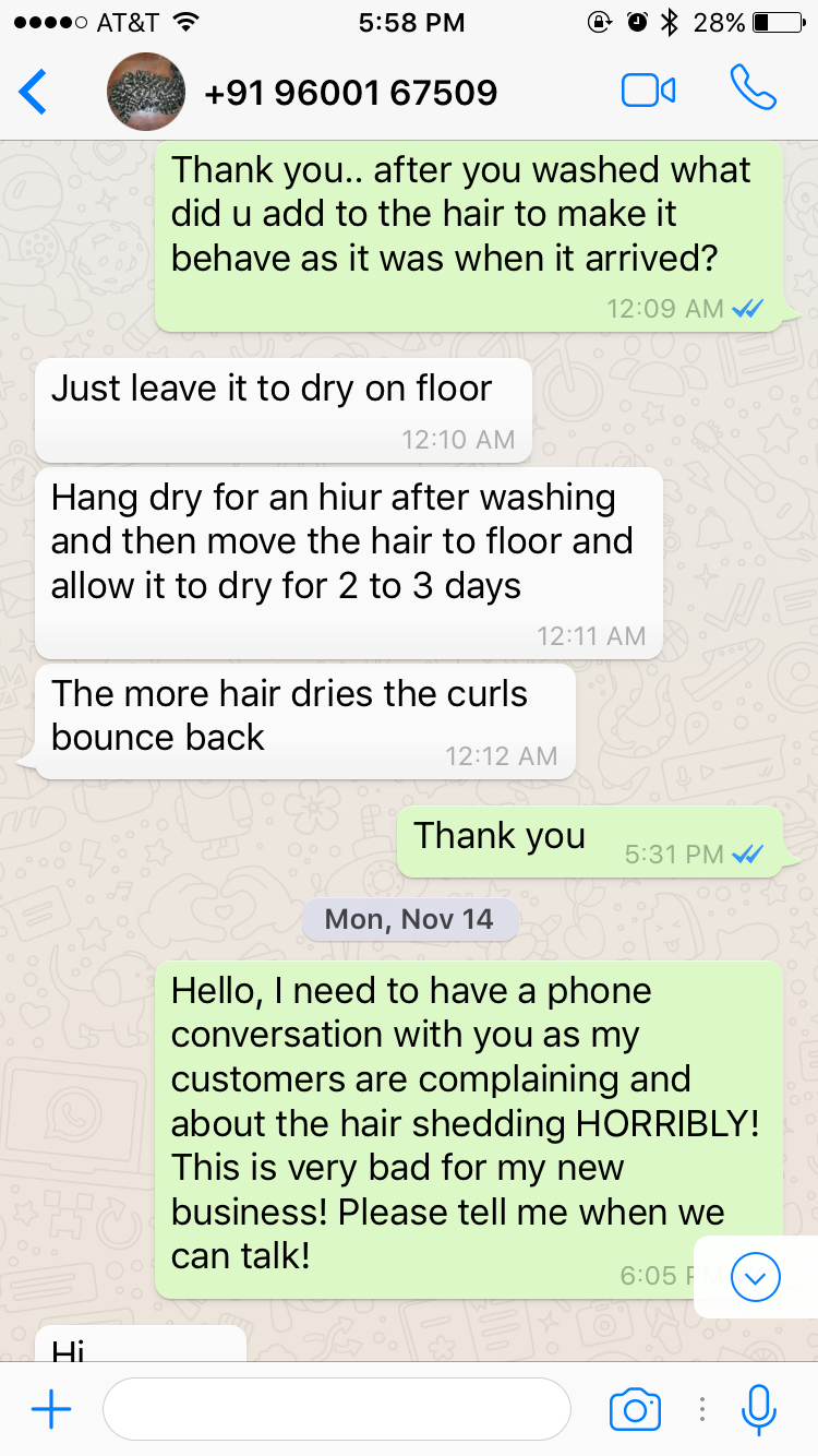 Contact days after receiving hair
