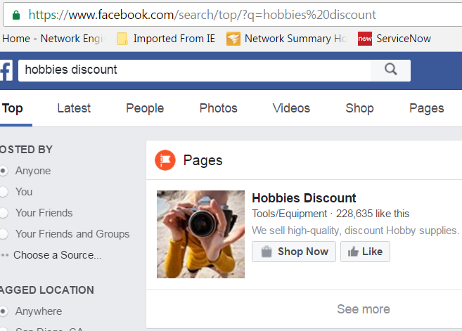 Screenshot of their Facebook Storefront