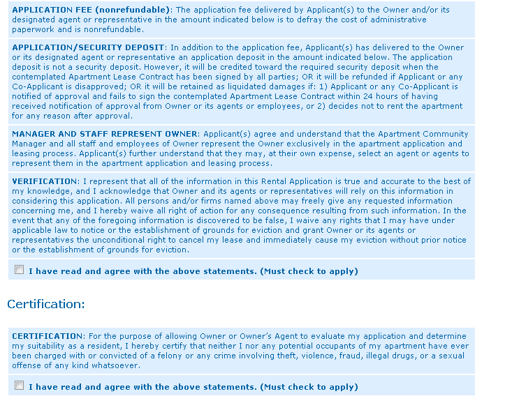 Please Review Application/Security Deposit section ... Why name this Application?