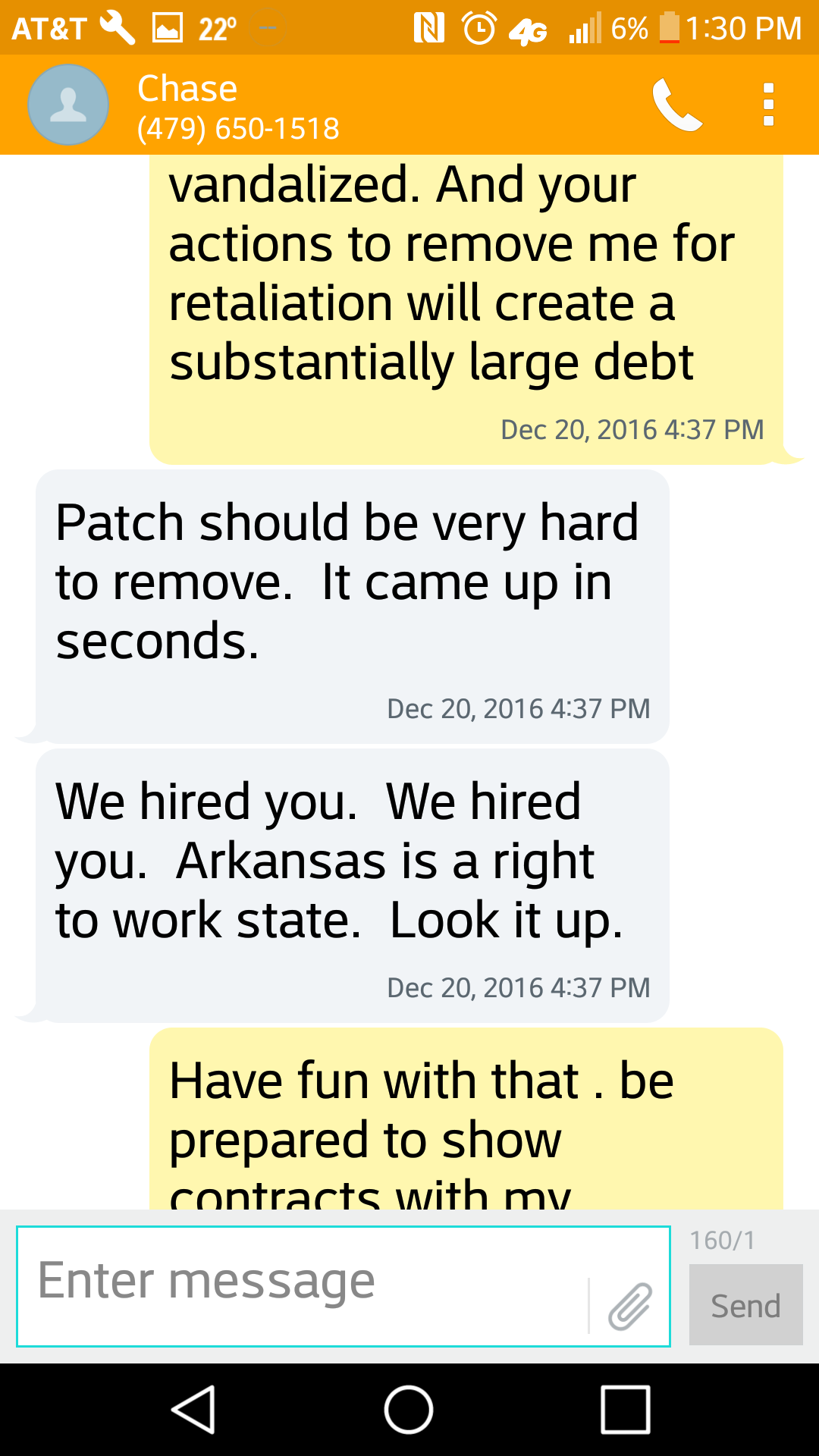 More text confirming fraud and theft